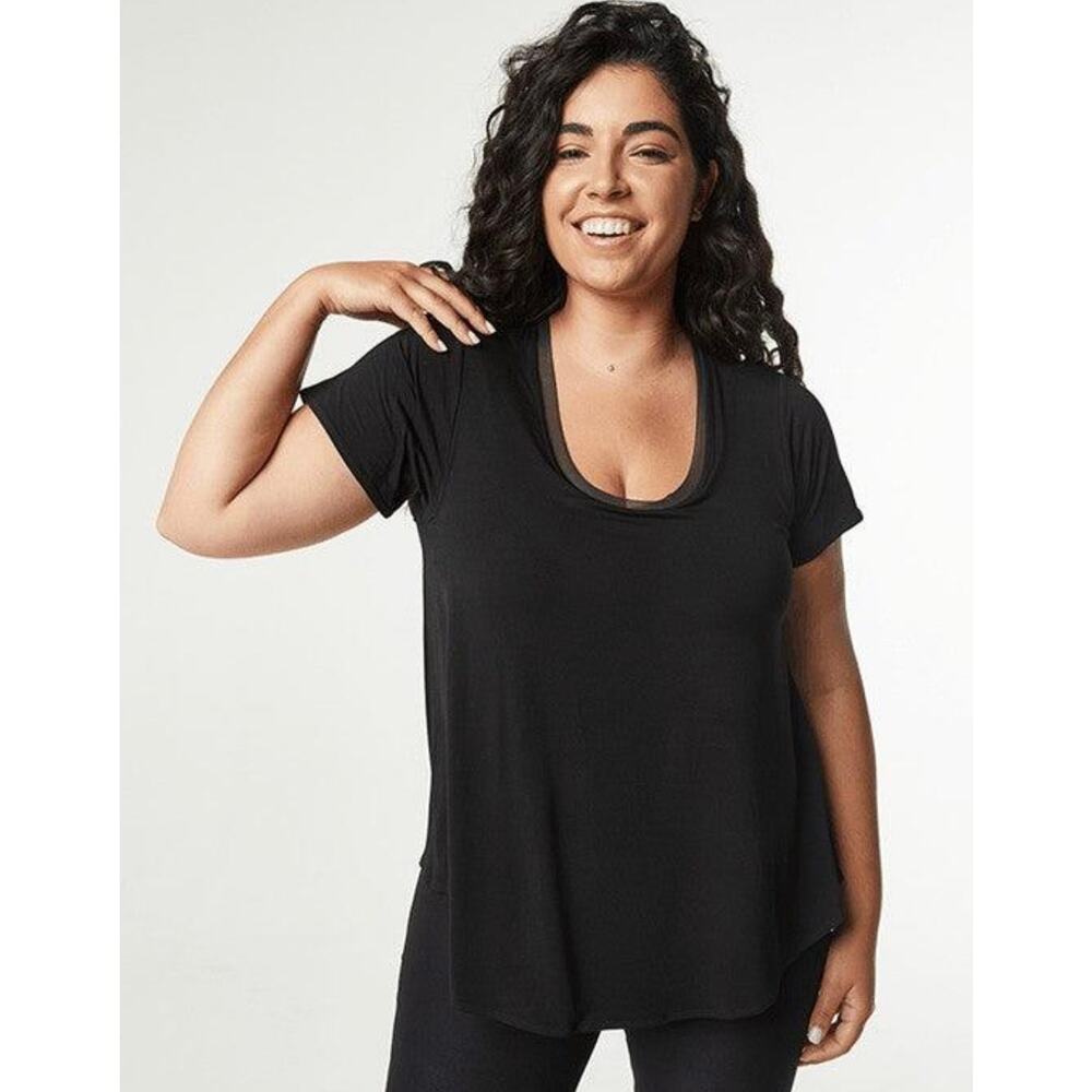 Shebird Flawless Short Sleeve Bra Tee Size 4 Built In Bra